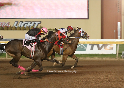 Jockey Jose Montoya got his third winner on Friday night at Remington Park with Gordon Pevehouse's Candy Captain Carl. <br>© Dustin Orona Photography Jockey Jose Montoya got his third winner on Friday night at Remington Park with Gordon Pevehouse's Candy Captain Carl. © Dustin Orona Photography